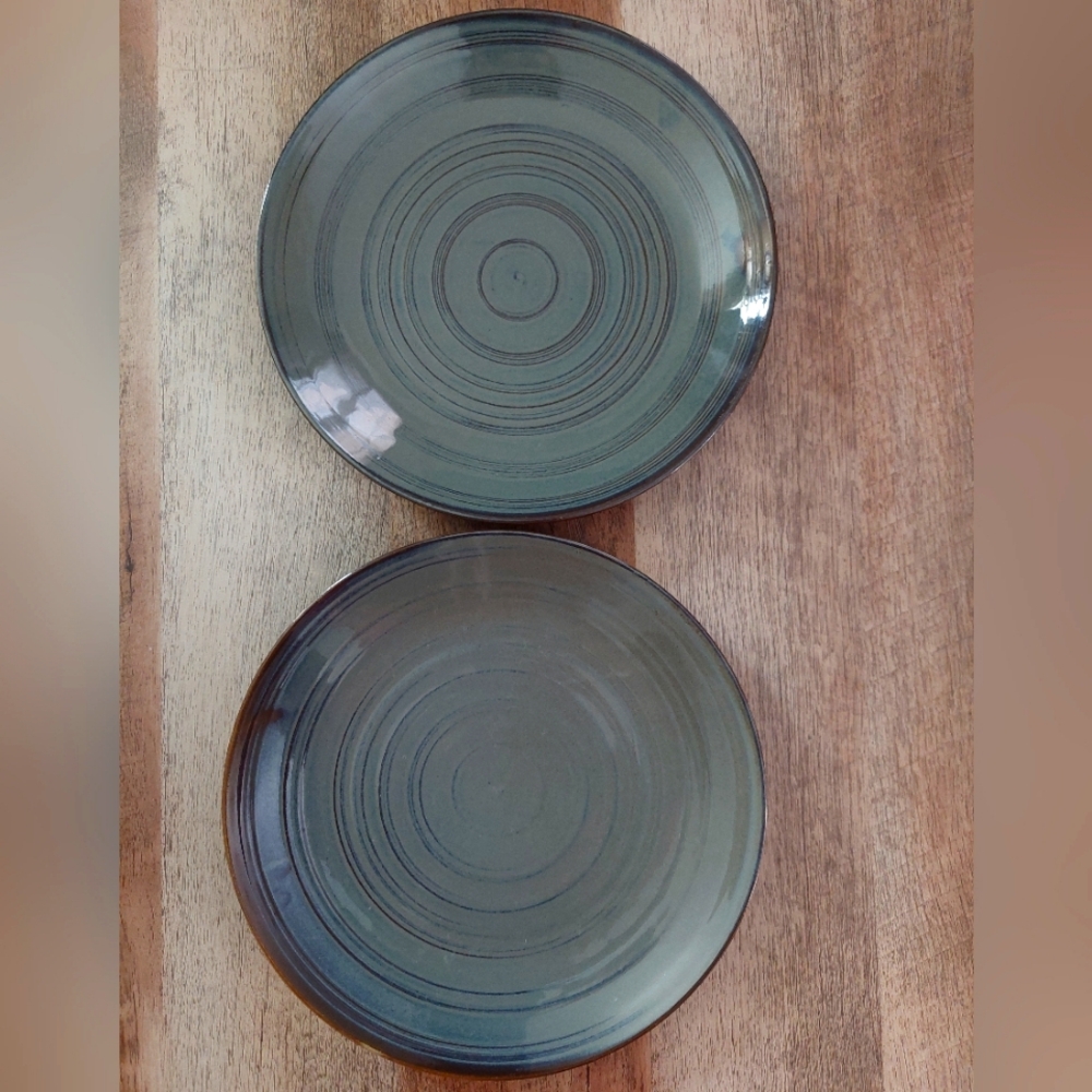 Craft Stone Dinner Salad Plate 9.5" Swirl Textured Design Set Of 2